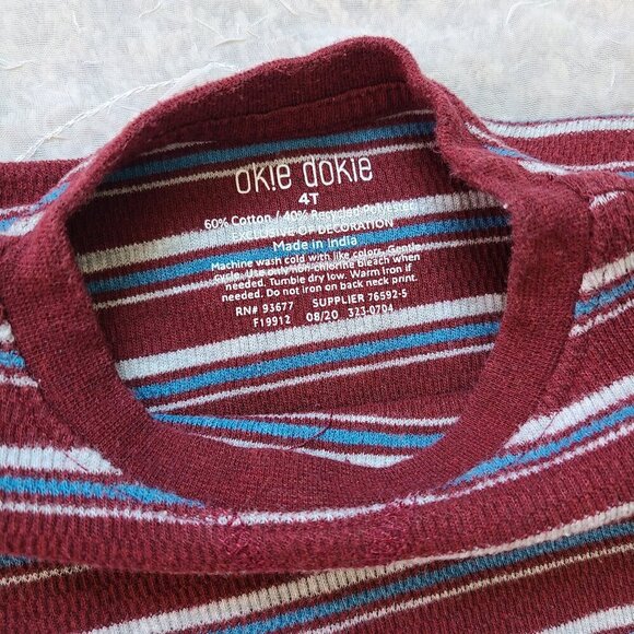 Boys 4t Long Sleeve Sweater Top Red Stripes Preppy Stylish Okie Dokie Brand - Picture 4 of 6